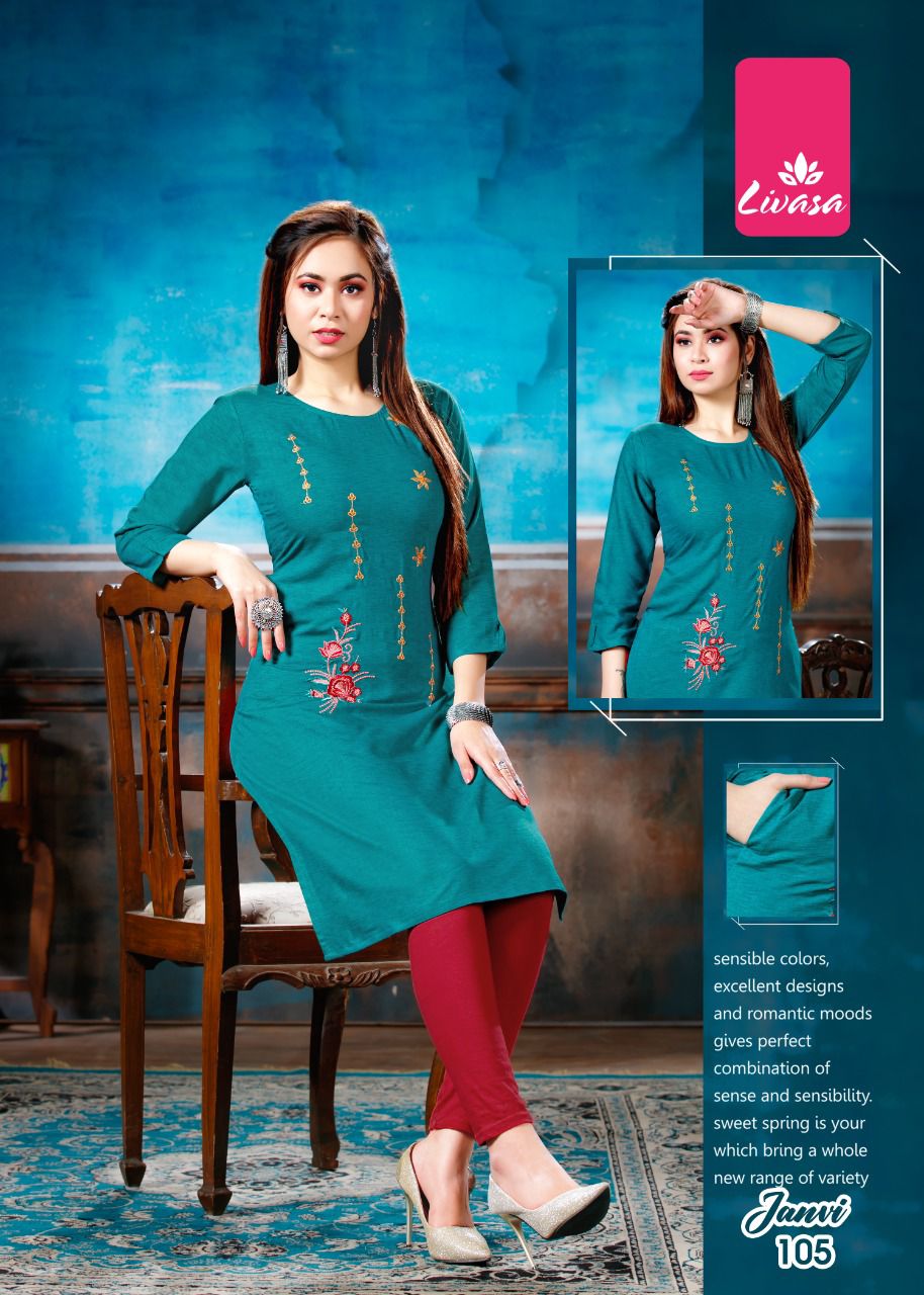Livasa Janvi Printed Rayon Regular Wear Latest Kurti Collection
